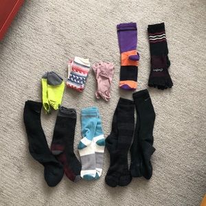 Patagonia, Smartwool, Injinji and Nike Sock